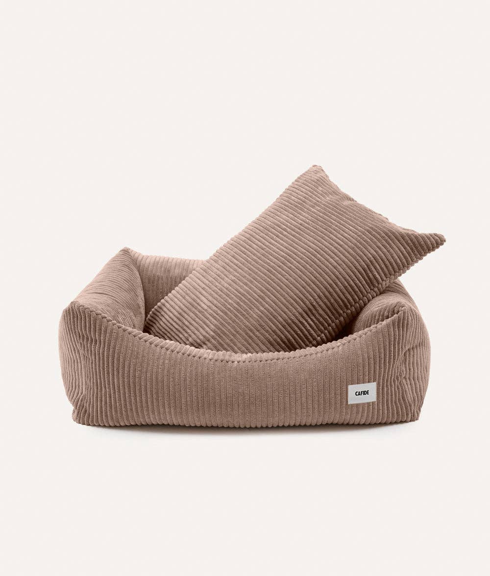 Cama de cachorro de veludo bege, Snozy