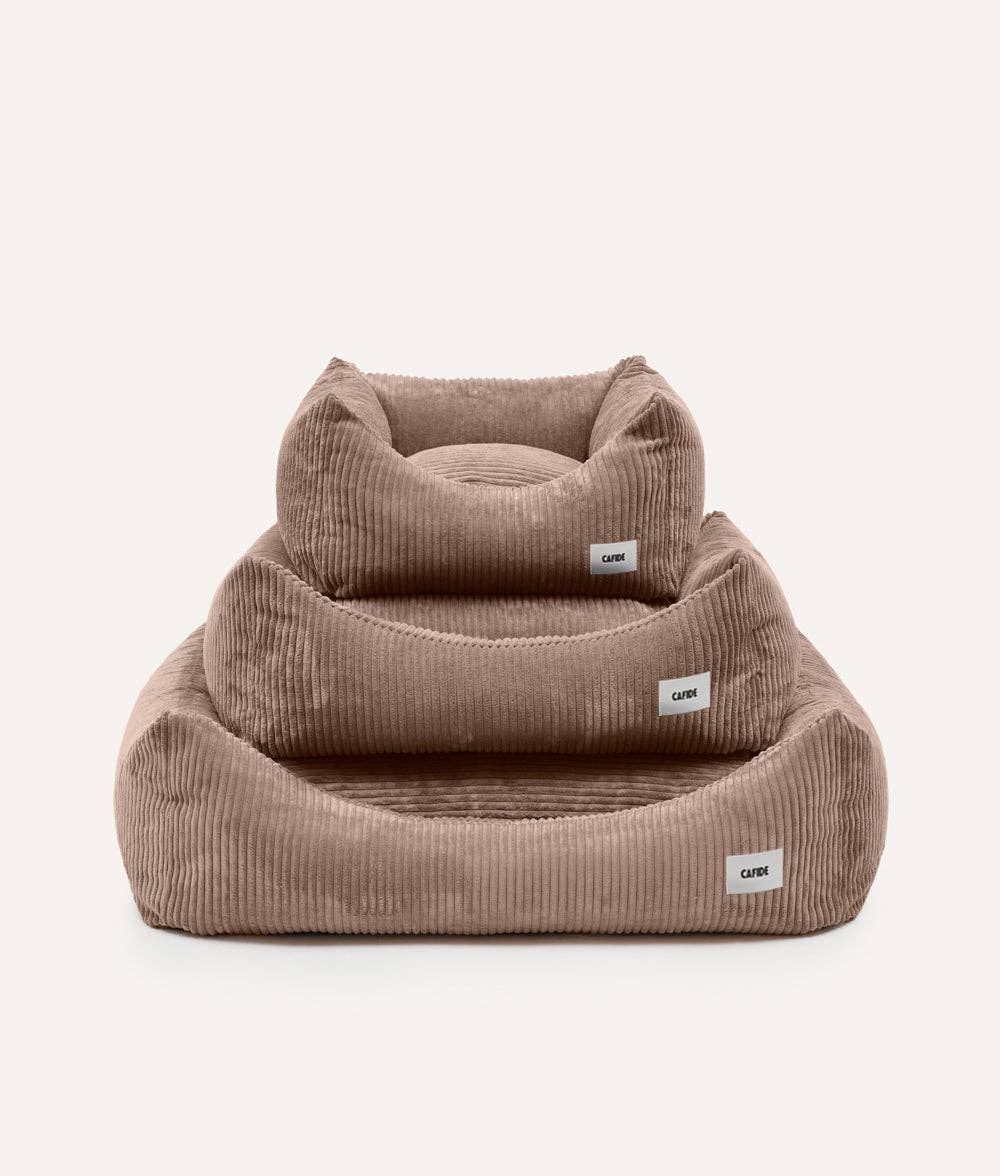 Cama de cachorro de veludo bege, Snozy